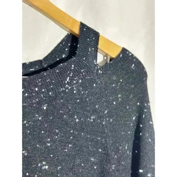 Ann Taylor Loft Gray / Black White Speckle Cutout Neck Sweater Dress Size Large - Picture 6 of 14